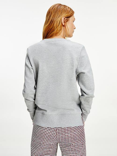 Grey Tommy Hilfiger Organic Cotton Crew Neck Women's Sweatshirts | TH238GNS