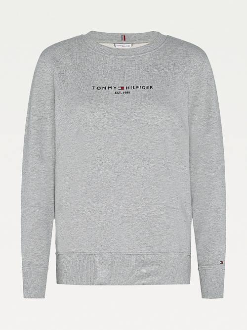 Grey Tommy Hilfiger Organic Cotton Crew Neck Women's Sweatshirts | TH238GNS