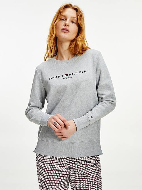 Grey Tommy Hilfiger Organic Cotton Crew Neck Women\'s Sweatshirts | TH238GNS