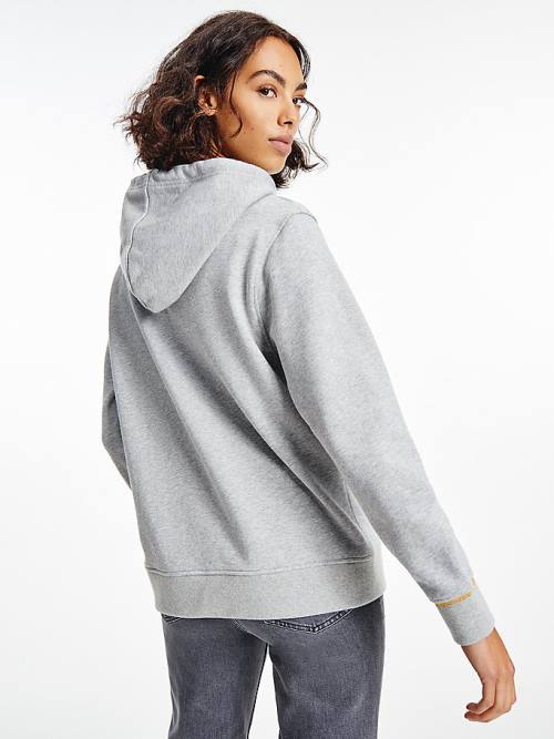 Grey Tommy Hilfiger Organic Cotton Crystal Monogram Women's Hoodie | TH176YMN