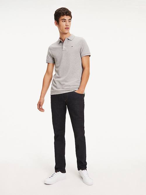 Grey Tommy Hilfiger Organic Cotton Fine Pique Slim Men's Polo Shirts | TH328NOK