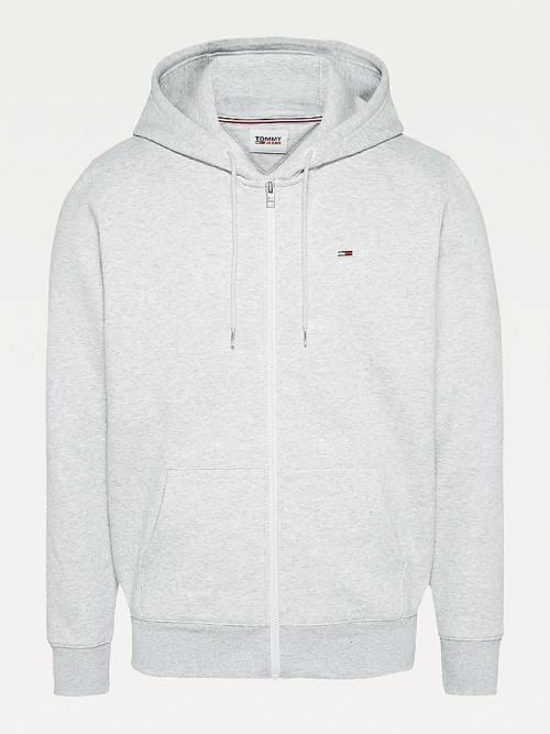 Grey Tommy Hilfiger Organic Cotton Fleece Zip-Thru Men's Hoodie | TH270UHS