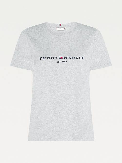 Grey Tommy Hilfiger Organic Cotton Logo Women's T Shirts | TH453GCA