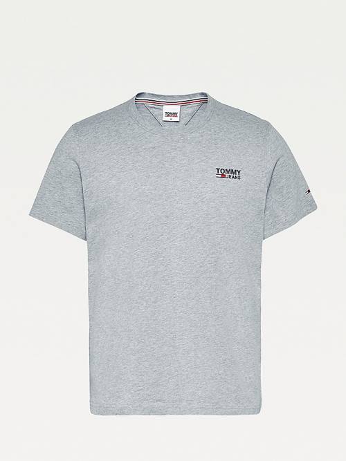 Grey Tommy Hilfiger Organic Cotton Logo Men's T Shirts | TH931FBV