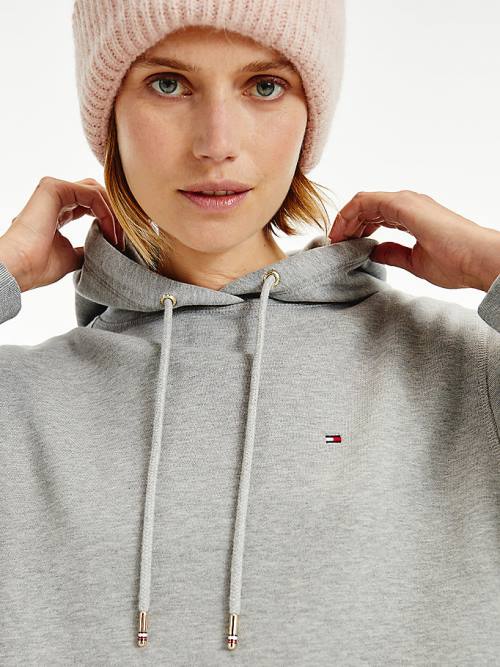 Grey Tommy Hilfiger Organic Cotton Regular Fit Women's Hoodie | TH819FIT