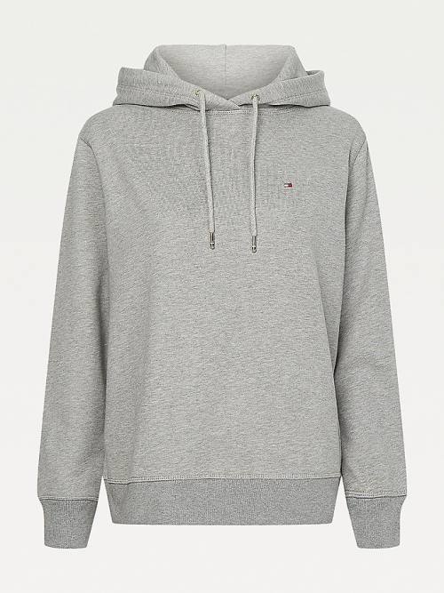 Grey Tommy Hilfiger Organic Cotton Regular Fit Women's Hoodie | TH819FIT