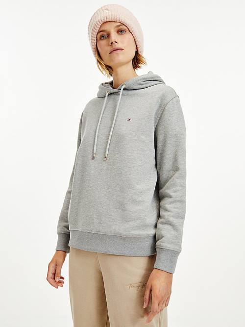 Grey Tommy Hilfiger Organic Cotton Regular Fit Women\'s Hoodie | TH819FIT