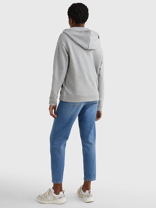 Grey Tommy Hilfiger Organic Cotton Relaxed Fit Zip-Thru Women's Hoodie | TH963KGI