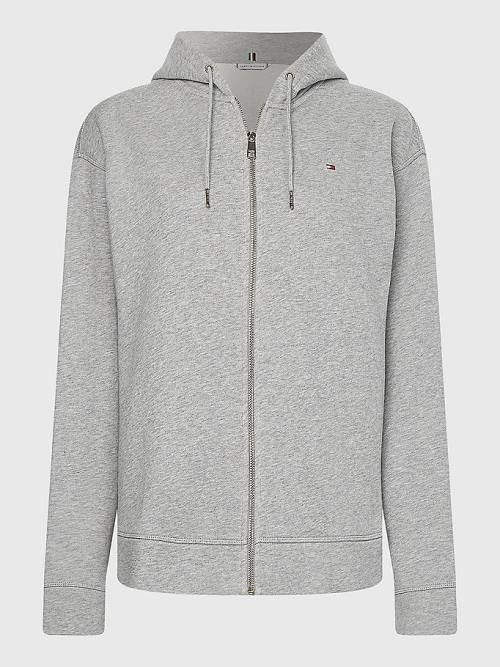 Grey Tommy Hilfiger Organic Cotton Relaxed Fit Zip-Thru Women's Hoodie | TH963KGI