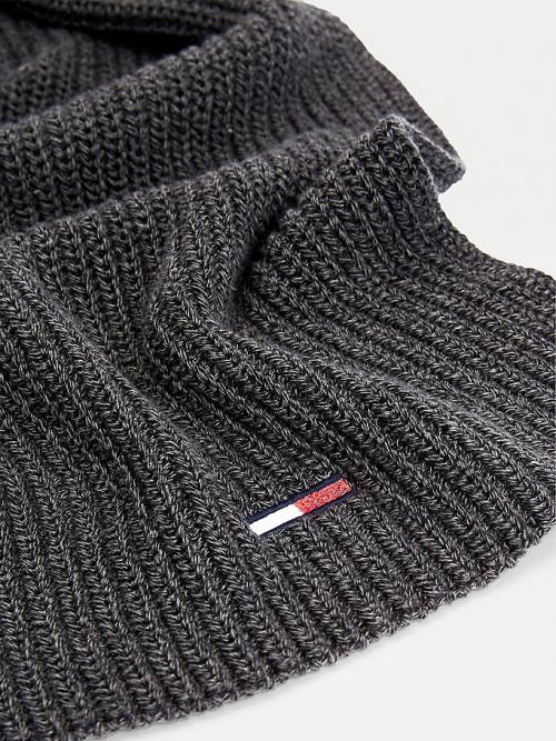 Grey Tommy Hilfiger Organic Cotton Ribbed Men's Scarves | TH927IPE