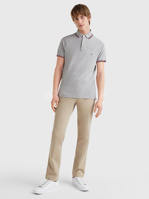 Grey Tommy Hilfiger Organic Cotton Slim Fit Men's Polo Shirts | TH806UHR