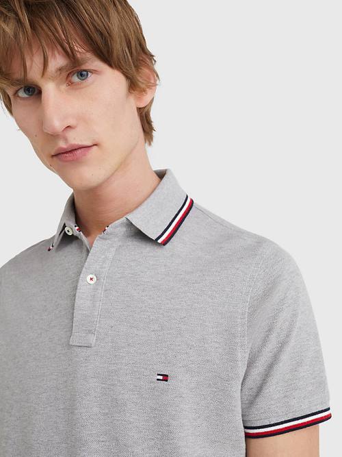 Grey Tommy Hilfiger Organic Cotton Slim Fit Men's Polo Shirts | TH806UHR