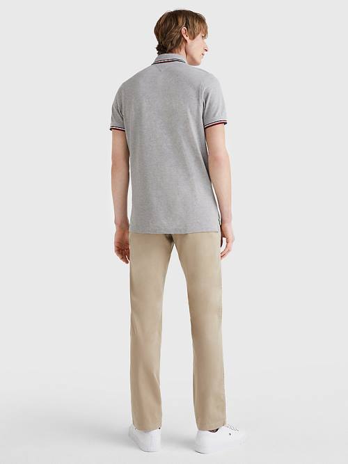 Grey Tommy Hilfiger Organic Cotton Slim Fit Men's Polo Shirts | TH806UHR