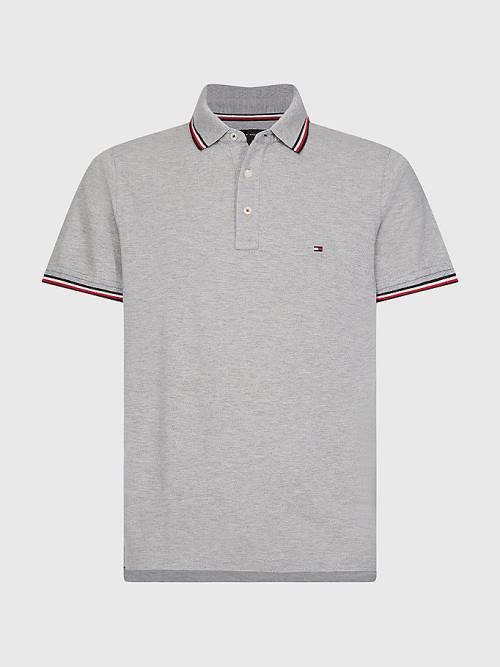 Grey Tommy Hilfiger Organic Cotton Slim Fit Men's Polo Shirts | TH806UHR