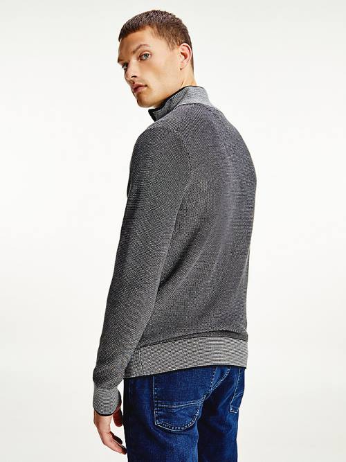 Grey Tommy Hilfiger Organic Cotton Tonal Half-Zip Jumper Men's Sweaters | TH056UDM