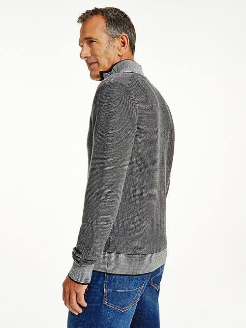 Grey Tommy Hilfiger Organic Cotton Tonal Half-Zip Jumper Men's Sweaters | TH056UDM