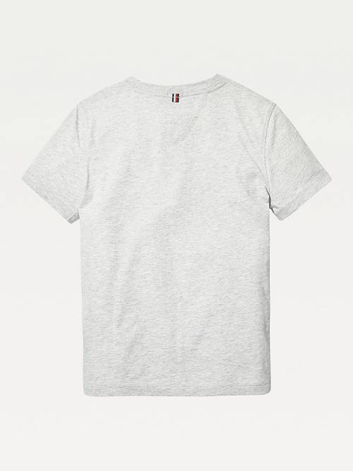 Grey Tommy Hilfiger Organic Cotton V-Neck Girls' T Shirts | TH106OJB