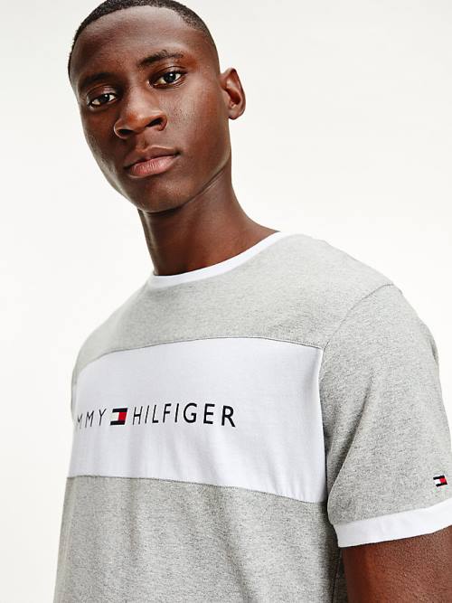 Grey Tommy Hilfiger Original Colour-Blocked Logo Men's Pyjamas | TH980AMB