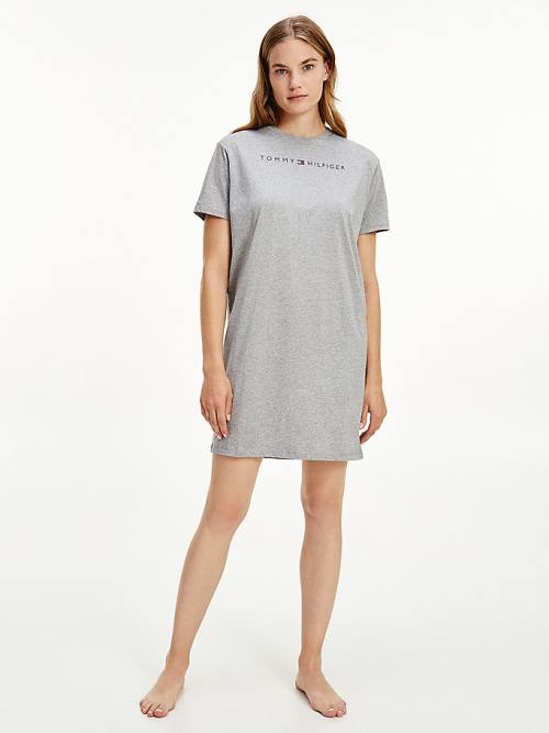 Grey Tommy Hilfiger Original Half Sleeve Nightdress Women\'s Pyjamas | TH269WSV