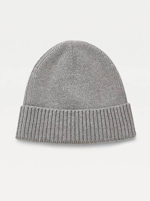 Grey Tommy Hilfiger Pima Cotton Cashmere Cuffed Beanie Men's Hats | TH567HQZ