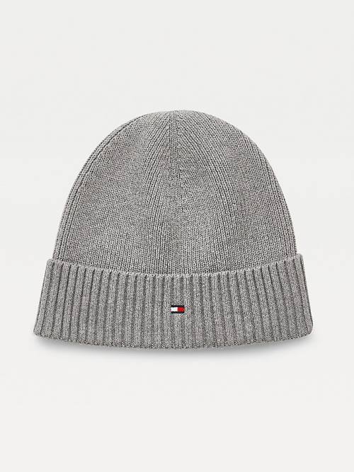 Grey Tommy Hilfiger Pima Cotton Cashmere Cuffed Beanie Men\'s Hats | TH567HQZ