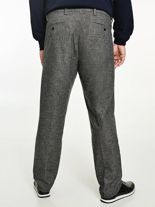 Grey Tommy Hilfiger Plus Denton Fitted Straight Wool-Look Men's Pants | TH234DVH