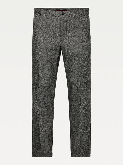 Grey Tommy Hilfiger Plus Denton Fitted Straight Wool-Look Men's Pants | TH234DVH