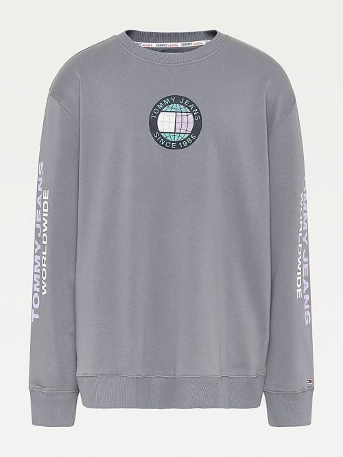 Grey Tommy Hilfiger Plus Recycled Unity Men's Sweatshirts | TH327BKT