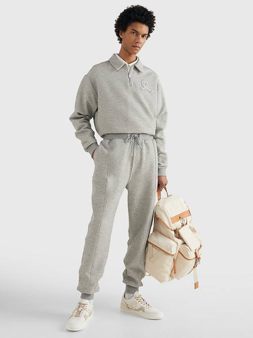 Grey Tommy Hilfiger Prep Cuffed Piping Joggers Men's Pants | TH576WLC