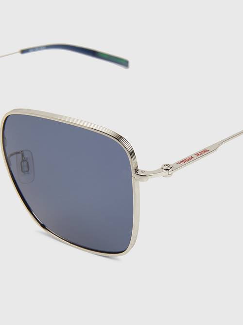 Grey Tommy Hilfiger Rectangular Lens Men's Sunglasses | TH318COQ