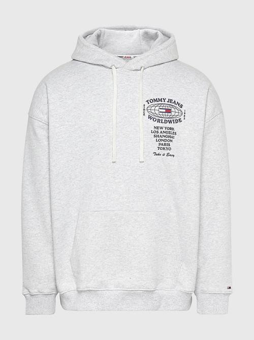 Grey Tommy Hilfiger Recycled Logo Men's Hoodie | TH629PLH