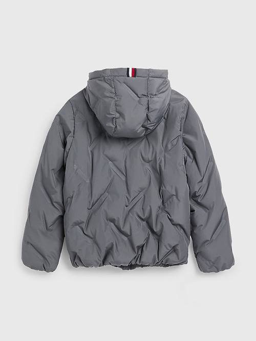 Grey Tommy Hilfiger Recycled Polyester Quilted Hooded Boys' Jackets | TH064WNK