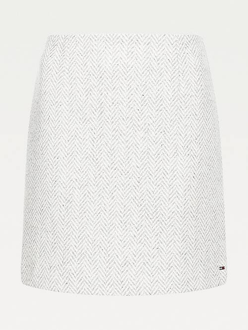 Grey Tommy Hilfiger Recyled Wool Herringbone Mini Women's Skirts | TH638WGF