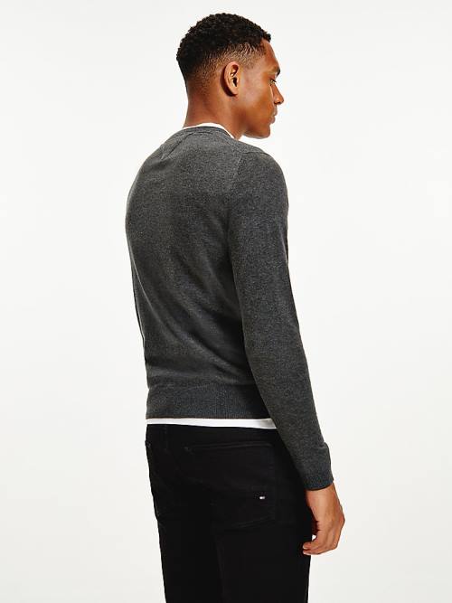 Grey Tommy Hilfiger Regular Fit Crew Neck Jumper Men's Sweaters | TH468CJS