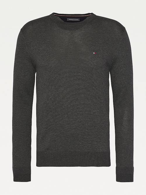 Grey Tommy Hilfiger Regular Fit Crew Neck Jumper Men's Sweaters | TH468CJS