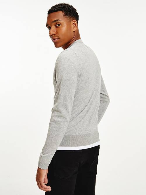 Grey Tommy Hilfiger Regular Fit Crew Neck Jumper Men's Sweaters | TH589GTB