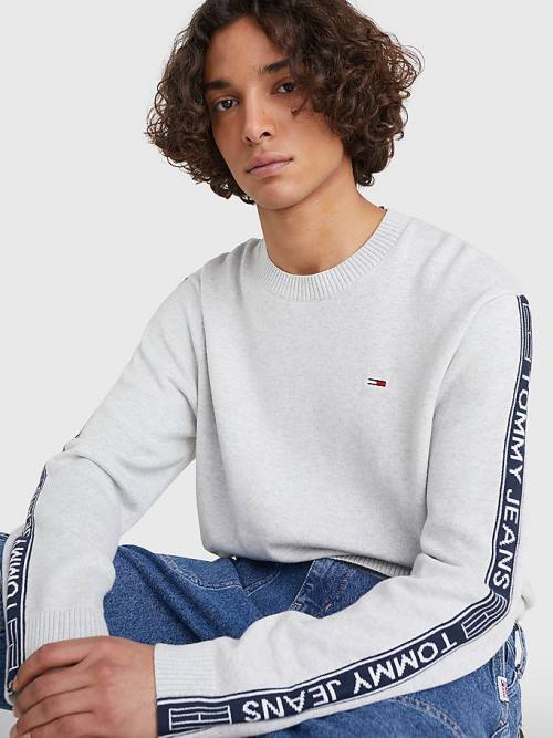 Grey Tommy Hilfiger Relaxed Organic Cotton Jumper Men's Sweaters | TH579DUC