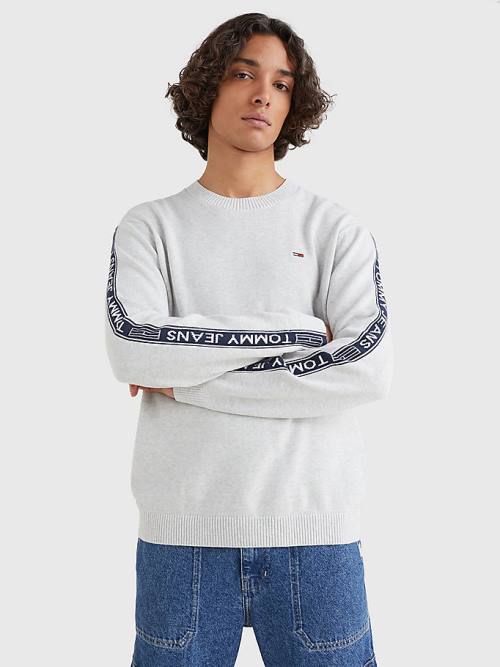 Grey Tommy Hilfiger Relaxed Organic Cotton Jumper Men\'s Sweaters | TH579DUC