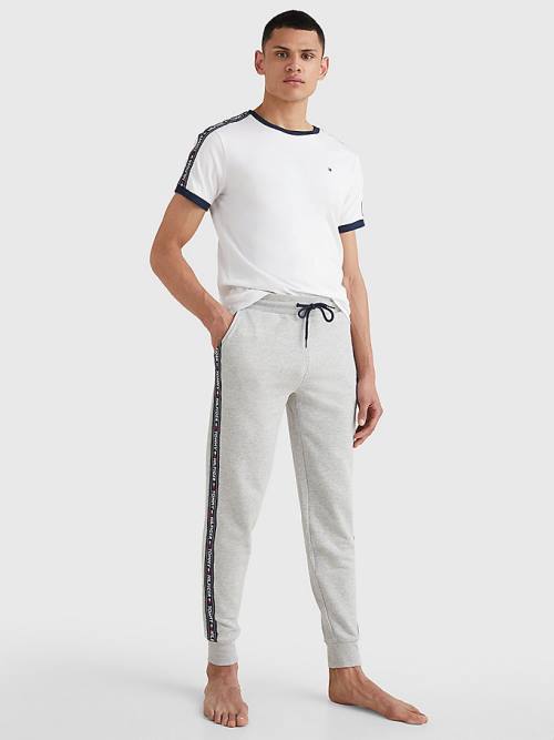 Grey Tommy Hilfiger Repeat Logo Tape Joggers Men's Pyjamas | TH563XFV