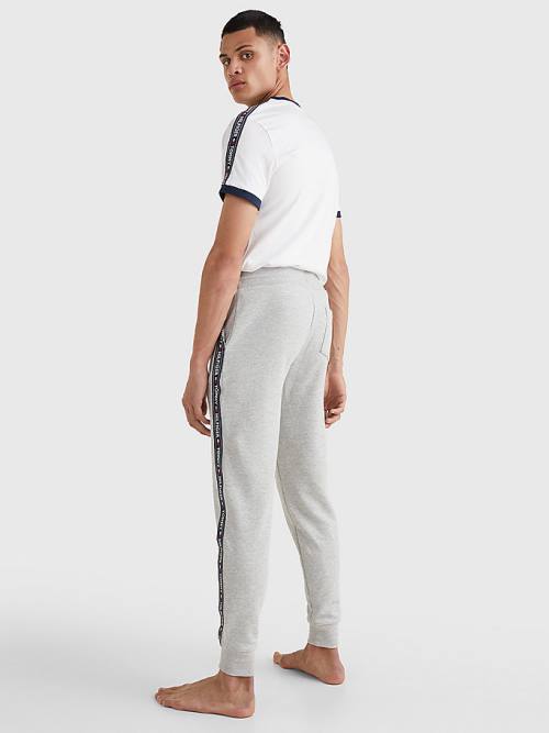 Grey Tommy Hilfiger Repeat Logo Tape Joggers Men's Pyjamas | TH563XFV