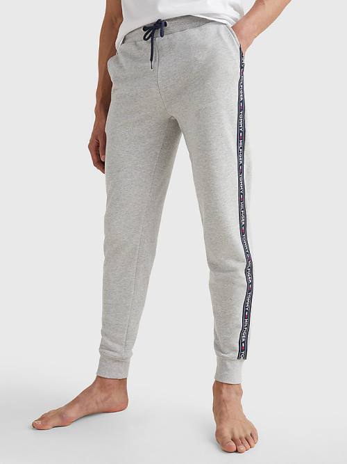 Grey Tommy Hilfiger Repeat Logo Tape Joggers Men\'s Pyjamas | TH563XFV