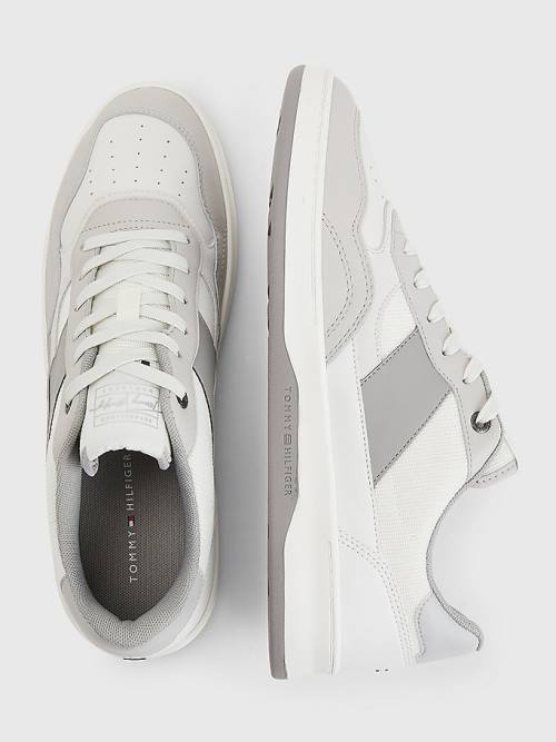 Grey Tommy Hilfiger Retro Court Cupsole Mixed Men's Sneakers | TH529VYJ