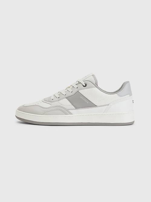 Grey Tommy Hilfiger Retro Court Cupsole Mixed Men's Sneakers | TH529VYJ