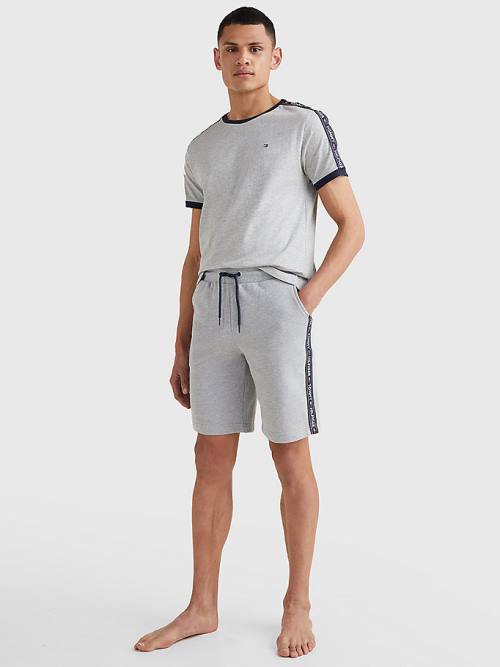 Grey Tommy Hilfiger Side Logo Drawstring Shorts Men's Pyjamas | TH972VYK