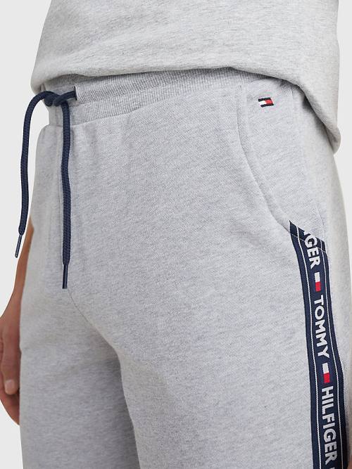 Grey Tommy Hilfiger Side Logo Drawstring Shorts Men's Pyjamas | TH972VYK