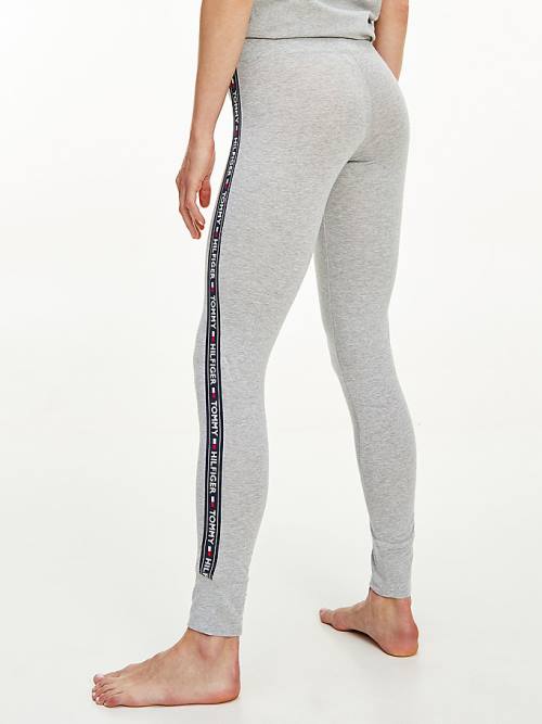 Grey Tommy Hilfiger Side Logo Women's Leggings | TH029PJB