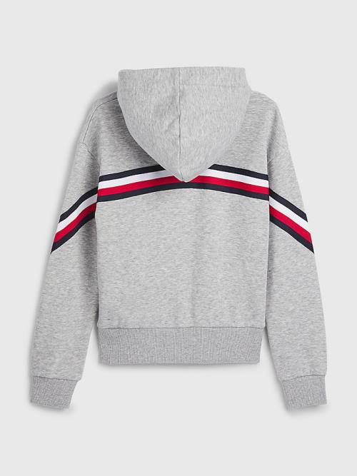 Grey Tommy Hilfiger Signature Trim Slouchy Girls' Hoodie | TH487ION