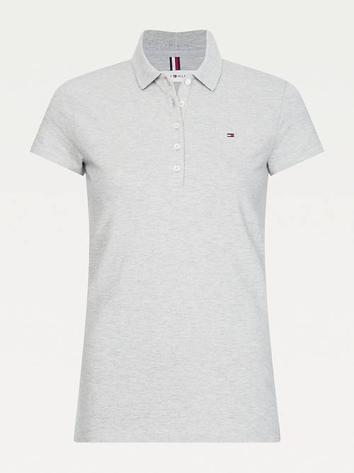 Grey Tommy Hilfiger Slim Fit Women's Polo Shirts | TH396UDC