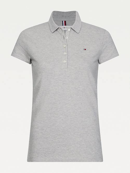 Grey Tommy Hilfiger Slim Fit Women's Polo Shirts | TH396UDC