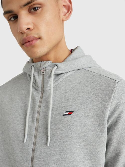 Grey Tommy Hilfiger Sport Essential Organic Cotton Logo Men's Sweatshirts | TH231SWY